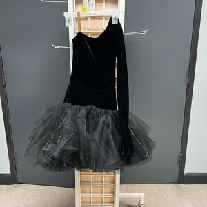 Black One-Shoulder Pre-Teen 2 Latin Ballroom Competition Dance Dress